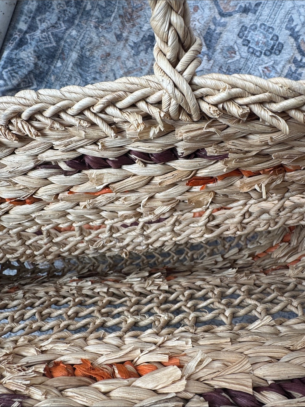 Boho Woven Straw Tote Bag Beach Market Raffia Style Carryall Size S/M - Picture 14 of 14